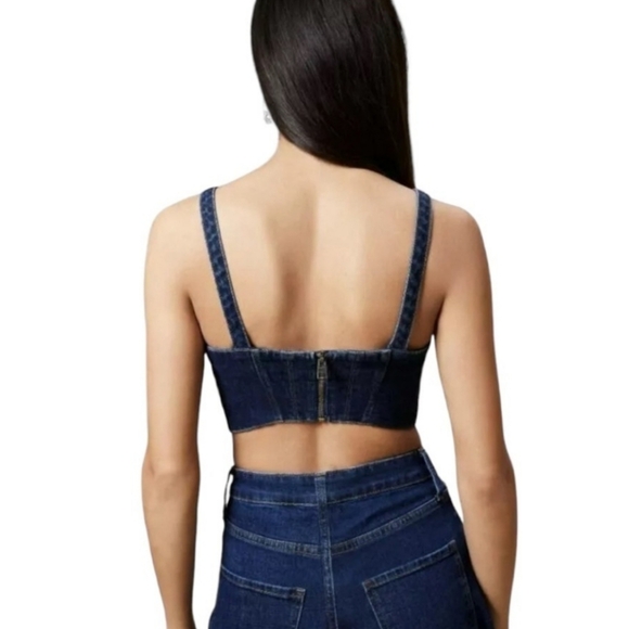 NWT Banana Republic cropped denim corset, size 12 - Picture 3 of 16